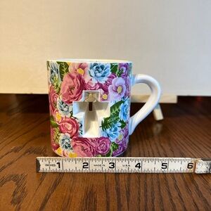 Floral Ceramic Mug with Cross Cutout